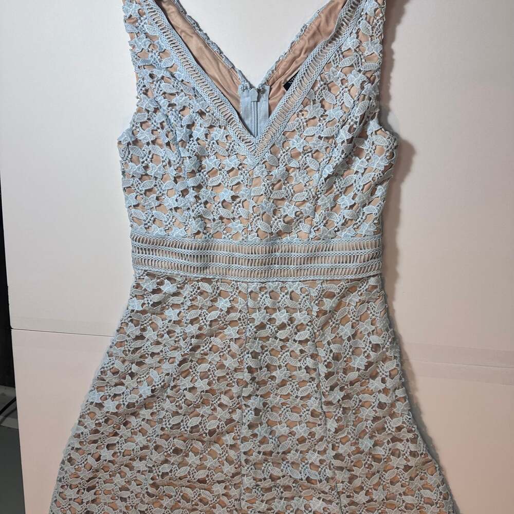 NIKIBIKI Light Blue Lace Fit & Flare Dress | Medium